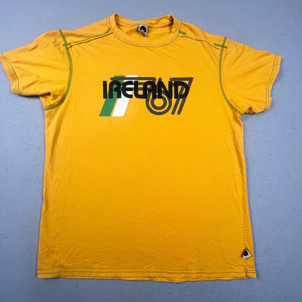Blue Marlin T Shirt Mens XL Yellow Ireland 67 Graphic Contrast Stitch Cotton Tee